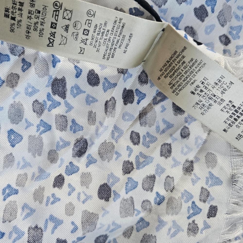 Burberry Blue Black & White Modal & Cashmere Lightweight Scarf - Picture 12 of 12